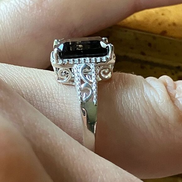 Natural Smoky Quartz Sterling Silver Ring Discounted Size 7 - Picture 3 of 10